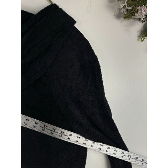 Barefoot Dreams Cozychic Lite Size M Open Front Cardigan Hoodie Black Pockets - Picture 5 of 6